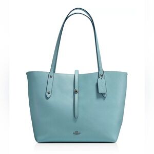 Coach Light Teal Leather Tote Bag
